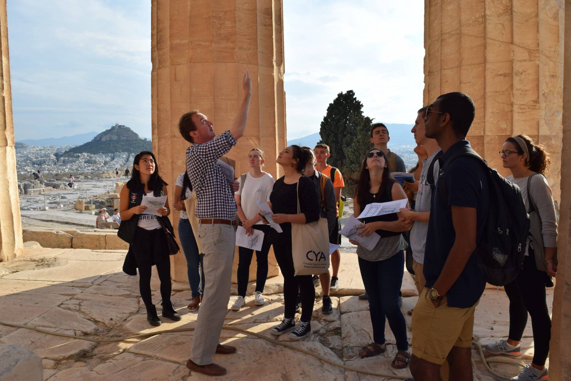 CYA - College Year in Athens 2. Students of the Topography of Athens class get the rare opportunity to visit the inside of the Parthenon which is closed for the public scaled